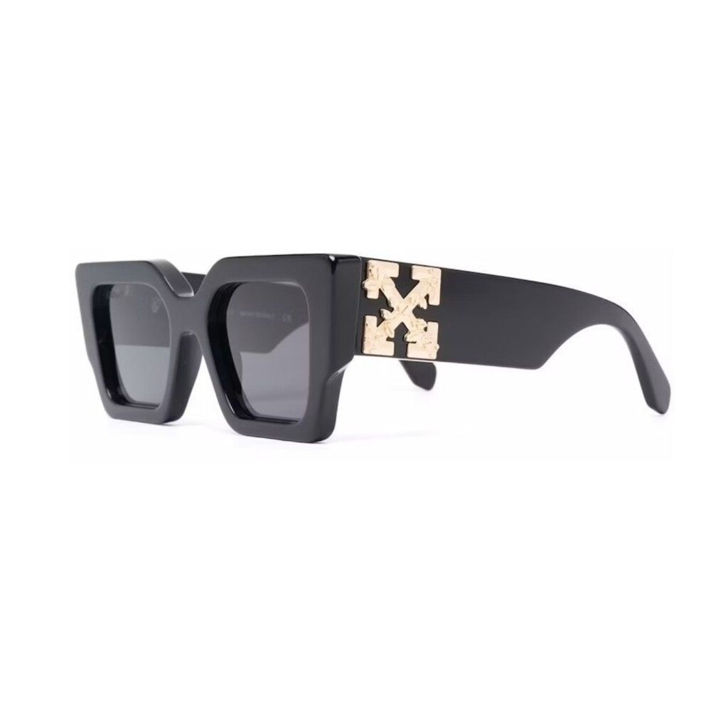 NWT Off-White Catalina Sunglasses Black Grey Lenses Gold Arrow Logo OERI003